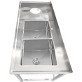 Évier double commercial en acier inoxydable avec 2 cuves à droite et trou de raclage à gauche + dosseret 1800 x 700 x 950 mm | Adexa WHSTT1870R