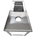 Évier double commercial en acier inoxydable avec 2 cuves à droite et trou de raclage à gauche + dosseret 1800 x 700 x 950 mm | Adexa WHSTT1870R