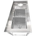 Évier double commercial en acier inoxydable avec 2 cuves à gauche et trou de raclage à droite + dosseret 1800 x 700 x 950 mm | Adexa WHSTT1870L