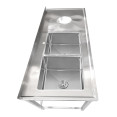 Évier double commercial en acier inoxydable avec 2 cuves à gauche et trou de raclage à droite + dosseret 2000 x 600 x 950 mm | Adexa WHSTT2060L