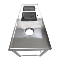Évier double commercial en acier inoxydable avec 2 cuves à gauche et trou de raclage à droite + dosseret 2000 x 600 x 950 mm | Adexa WHSTT2060L