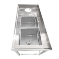 Évier double commercial en acier inoxydable avec 2 cuves à droite et trou de raclage à gauche + dosseret 2000 x 600 x 950 mm | Adexa WHSTT2060R