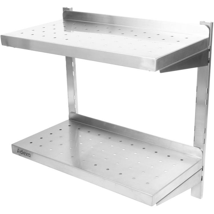 Étagère murale perforée à 2 niveaux en acier inoxydable 1000 x 400 x 600 mm | Adexa WSWB40100P