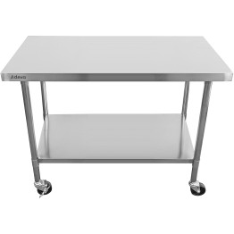 Table de travail mobile professionnelle avec pieds réglables Étagère inférieure en acier inoxydable 1200x700x850/930mm | Adexa WT70120CWO