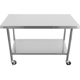 Table de travail mobile professionnelle avec pieds réglables Étagère inférieure en acier inoxydable 1400x700x850/930mm | Adexa WT70140CWO