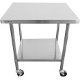 Plan de travail professionnel mobile à usage professionnel avec pieds réglables Étagère inférieure en acier inoxydable 1800x600x900mm | Adexa WT60180CWO