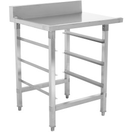 Table de déchargement côté gauche avec panier pour lave-vaisselle et dosseret en acier inoxydable 800 x 650 x 850 mm | Adexa WTF6065L