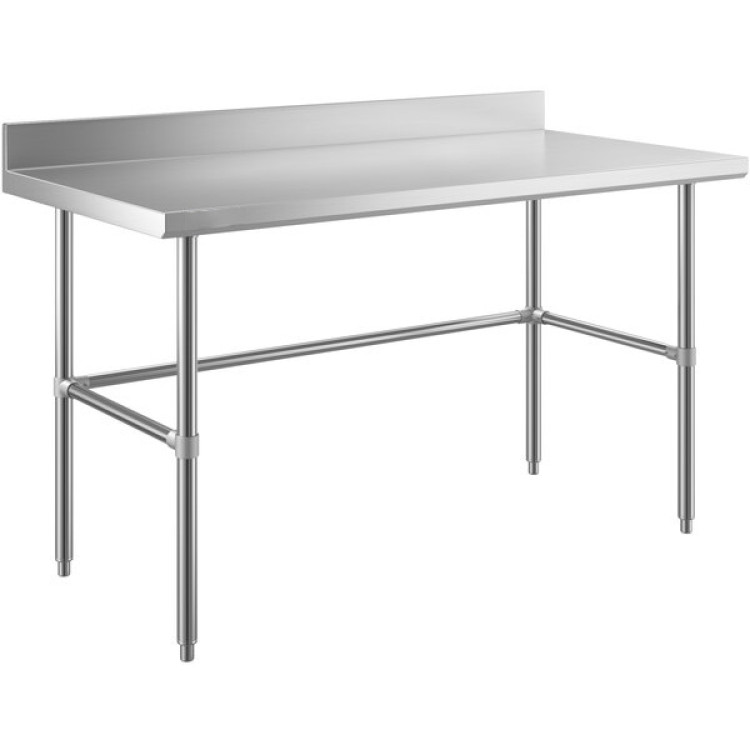 Table de travail commerciale en acier inoxydable sans étagère inférieure avec dosseret 900 x 600 x 900 mm | Adexa WT6090GBNU