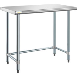 Table de travail commerciale en acier inoxydable, sans étagère inférieure, 1220 x 760 x 900 mm | Adexa WTGOB3048418