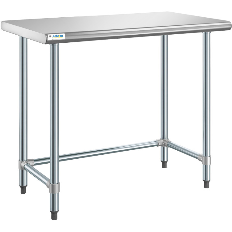 Table de travail commerciale en acier inoxydable, sans étagère inférieure, 1220 x 760 x 900 mm | Adexa WTGOB3048418