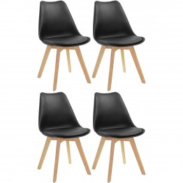 4pcs Side Dining Chair Siège rembourré Noir | Adexa WW003B