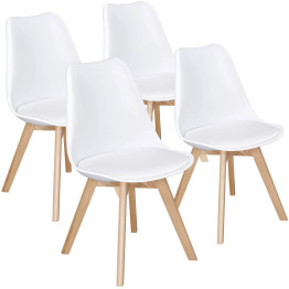 4pcs Side Dining Chair Siège rembourré Blanc | Adexa WW003W