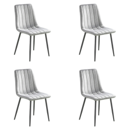 Chaise de salle à manger en velours gris clair | Adexa WW101LIGHTGREY