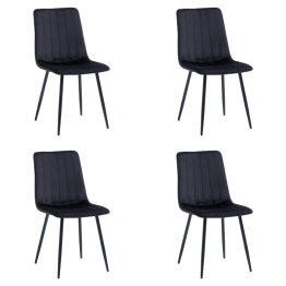 Chaise de salle à manger avec pieds en métal et assise rembourrée en velours noir | Adexa WW5025 Chaise de salle à manger avec pieds en métal et assise rembourrée en velours noir | Adexa WW5025