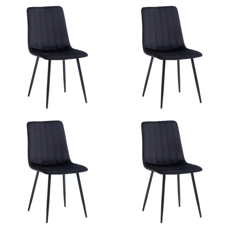 Chaise de salle à manger avec pieds en métal et assise rembourrée en velours noir | Adexa WW5025 Chaise de salle à manger avec pieds en métal et assise rembourrée en velours noir | Adexa WW5025