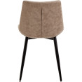 Chaise de salle à manger avec pieds en métal et assise rembourrée en similicuir marron clair | Adexa WW5055