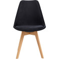 Chaise de salle à manger d'appoint, pieds en bois et assise rembourrée en velours noir | Adexa WW6011BV Chaise de salle à manger d'appoint, pieds en bois et assise rembourrée en velours noir | Adexa WW6011BV