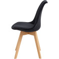 Chaise de salle à manger d'appoint, pieds en bois et assise rembourrée en velours noir | Adexa WW6011BV Chaise de salle à manger d'appoint, pieds en bois et assise rembourrée en velours noir | Adexa WW6011BV