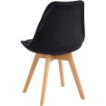 Chaise de salle à manger d'appoint, pieds en bois et assise rembourrée en velours noir | Adexa WW6011BV Chaise de salle à manger d'appoint, pieds en bois et assise rembourrée en velours noir | Adexa WW6011BV