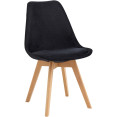 Chaise de salle à manger d'appoint, pieds en bois et assise rembourrée en velours noir | Adexa WW6011BV Chaise de salle à manger d'appoint, pieds en bois et assise rembourrée en velours noir | Adexa WW6011BV
