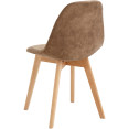 Chaise de salle à manger d'appoint, pieds en bois et assise rembourrée en similicuir marron clair | Adexa WW6027 Chaise de salle à manger d'appoint, pieds en bois et assise rembourrée en similicuir marron clair | Adexa WW6027