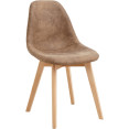 Chaise de salle à manger d'appoint, pieds en bois et assise rembourrée en similicuir marron clair | Adexa WW6027 Chaise de salle à manger d'appoint, pieds en bois et assise rembourrée en similicuir marron clair | Adexa WW6027