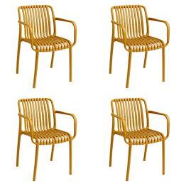 Chaise de salle à manger bistro en plastique jaune pour intérieur et extérieur | Adexa WW6077YELLOW