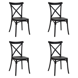 Chaise de salle à manger bistro en plastique noir pour intérieur et extérieur | Adexa WW6089