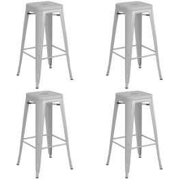 Tabouret de bar haut en acier gris clair | Adexa WW61G