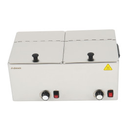 Chauffe-saucisses/hot-dogs professionnel avec couvercles à charnières, 2 x 8 litres | Adexa XDESW8D 