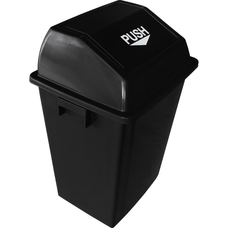 Poubelle carrée à couvercle poussoir 100 litres noire | Adexa XDL100D11BLACK