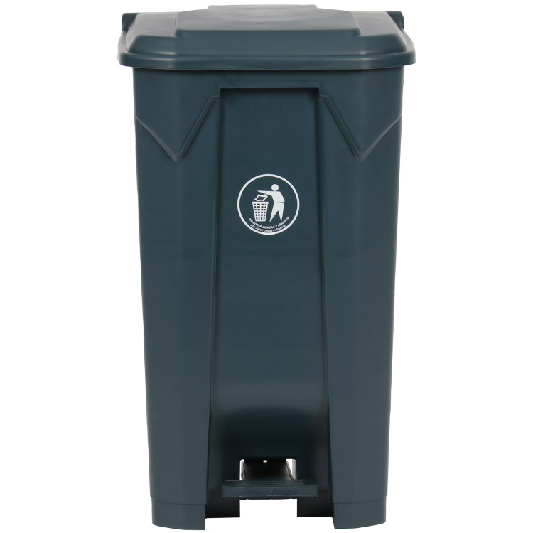 Poubelle à pédale commerciale 100 L, gris PEHD, 493 x 475 x 840 mm | Adexa XDL100K18GREY