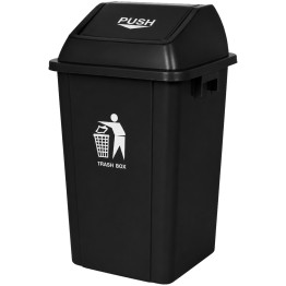 Poubelle commerciale à couvercle poussoir 120 L en polypropylène noir 560 x 475 x 890 mm | Adexa XDL120B6BLACK