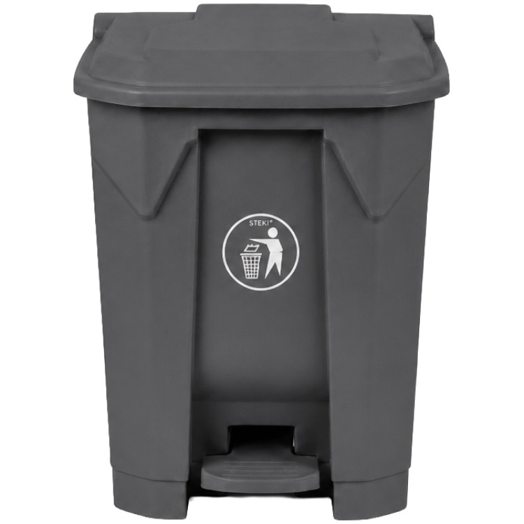 Poubelle à pédale commerciale 30 L, gris PEHD, 430 x 402 x 436 mm | Adexa XDL30K7GREY