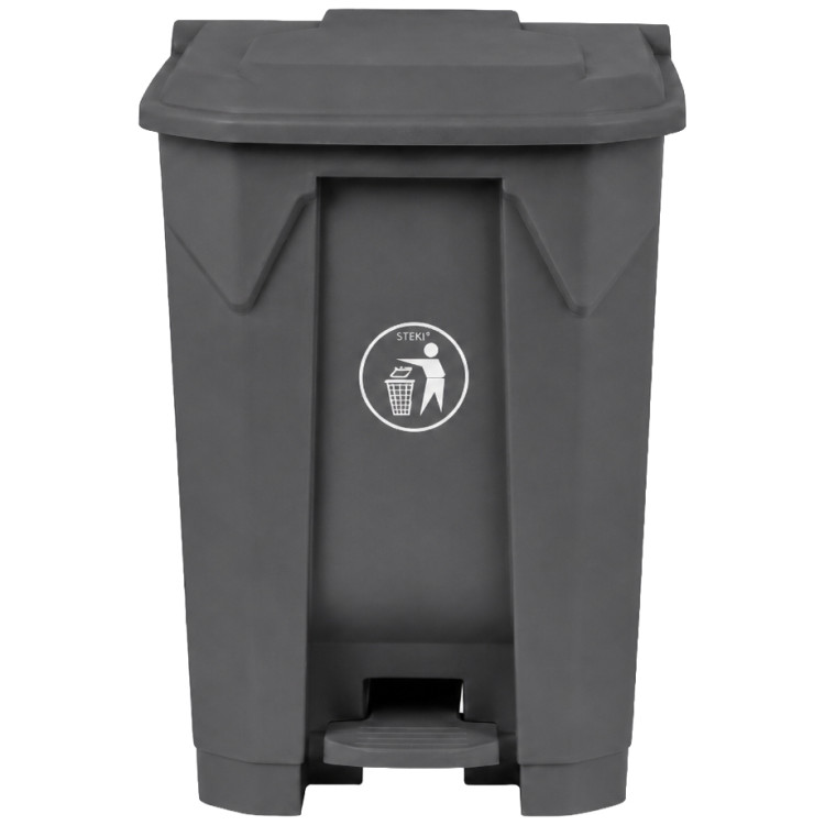 Poubelle à pédale commerciale 50 L en PEHD gris 430 x 402 x 600 mm | Adexa XDL50K7GREY