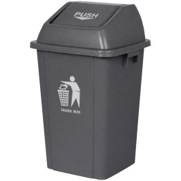 Poubelle carrée à couvercle poussoir 60 litres grise | Adexa XDL60B6BGREY