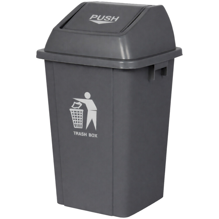 Poubelle carrée à couvercle poussoir 60 litres grise | Adexa XDL60B6BGREY