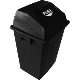 Poubelle carrée à couvercle poussoir 60 litres noire | Adexa XDL60B6BLACK