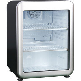 Rétro Réfrigérateur sous comptoir 68 litres Noir/Argent Porte vitrée A+ | Adexa XLS76BS