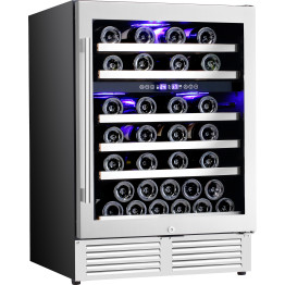 Cave à vin professionnelle 6 étagères, 138 litres (46 bouteilles), double zone de température, refroidissement par compresseur, 595 x 575 x 820 mm, acier inoxydable | Adexa YC150BS Cave à vin professionnelle 6 étagères, 138 litres (46 bouteilles), double zone de température, refroidissement par compresseur, 595 x 575 x 820 mm, acier inoxydable | Adexa YC150BS