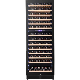 Cave à vin professionnelle 14 étagères, 393 litres (154 bouteilles), double zone de température, refroidissement par compresseur, 598 x 690 x 1700 mm, noire | Adexa YC408BG
