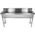 Évier professionnel en acier inoxydable, 1 cuve, dosseret, dimensions : 1500 x 450 x 800 mm, pieds ronds | Adexa YDPS15038