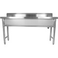 Évier professionnel en acier inoxydable, 1 cuve, dosseret, dimensions : 1500 x 450 x 800 mm, pieds ronds | Adexa YDPS15038