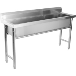 Évier professionnel en acier inoxydable, 1 cuve, dosseret, dimensions : 1500 x 450 x 800 mm, pieds ronds | Adexa YDPS15038