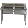 Évier commercial en acier inoxydable 1080 x 600 x 900 mm, 2 bacs, avec dosseret | Adexa YDRST245A Évier commercial en acier inoxydable 1080 x 600 x 900 mm, 2 bacs, avec dosseret | Adexa YDRST245A
