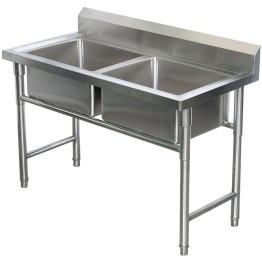 Évier commercial en acier inoxydable 1080 x 600 x 900 mm, 2 bacs, avec dosseret | Adexa YDRST245A Évier commercial en acier inoxydable 1080 x 600 x 900 mm, 2 bacs, avec dosseret | Adexa YDRST245A