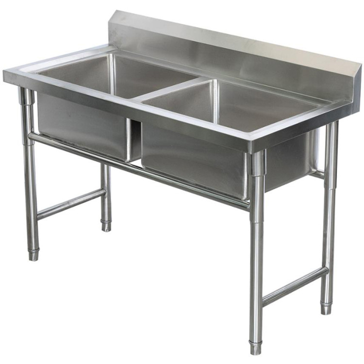 Évier commercial en acier inoxydable 1080 x 600 x 900 mm, 2 bacs, avec dosseret | Adexa YDRST245A Évier commercial en acier inoxydable 1080 x 600 x 900 mm, 2 bacs, avec dosseret | Adexa YDRST245A