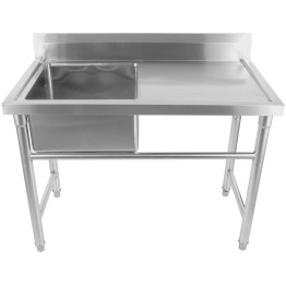 Évier commercial en acier inoxydable 1080 x 600 x 900 mm, 1 cuve avec dosseret | Adexa YDRST60110L