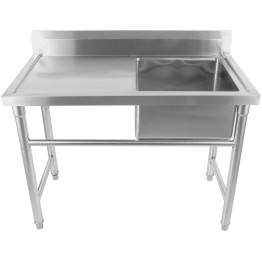 Évier commercial en acier inoxydable 1080 x 600 x 900 mm, 1 cuve, crédence à droite | Adexa YDRST60110R