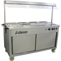 Bain-marie mobile avec armoire chauffante et protection anti-éternuements | Adexa YH4W Bain-marie mobile avec armoire chauffante et protection anti-éternuements | Adexa YH4W